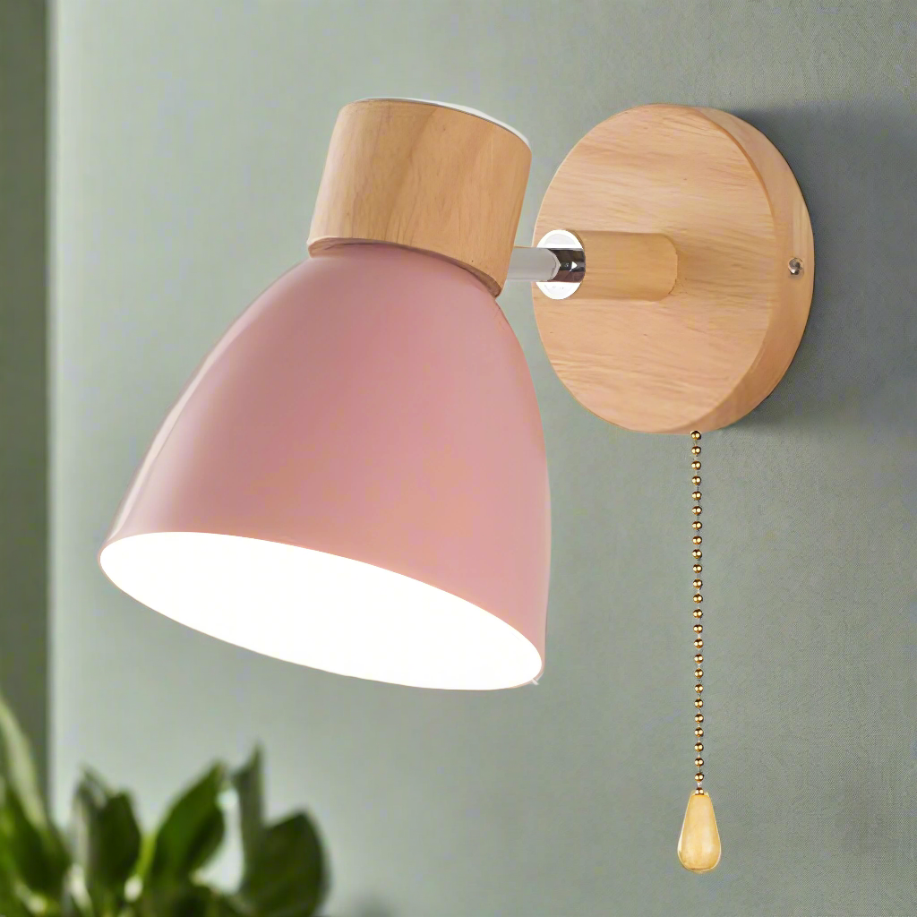 Rustic Wooden Pendant Wall Light
