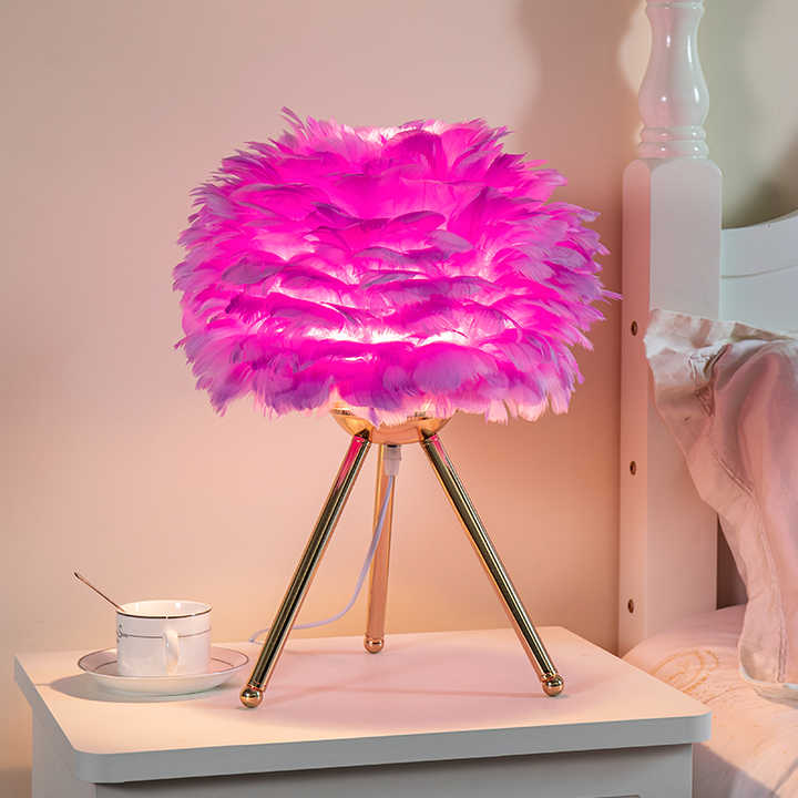 Stylish Dimmable Table Light with Feather Design