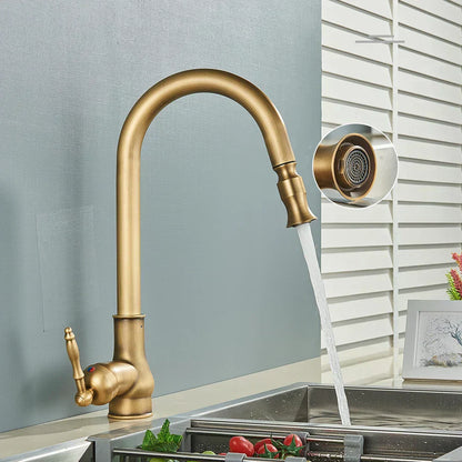 Vintage Gold Kitchen Faucet - Rotating Spout