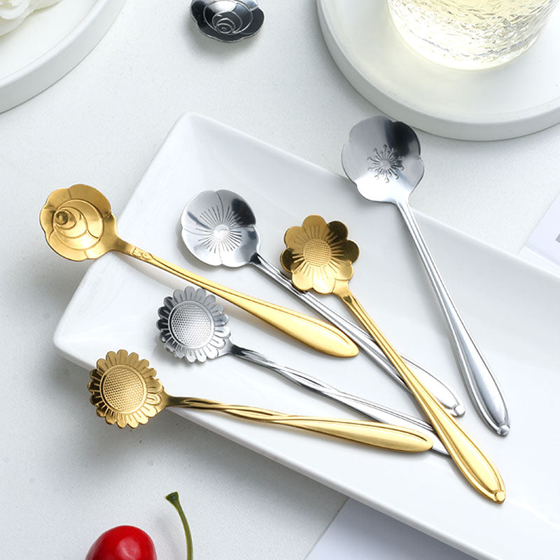 Decorative 8-Piece Stainless Steel Teaspoon Set