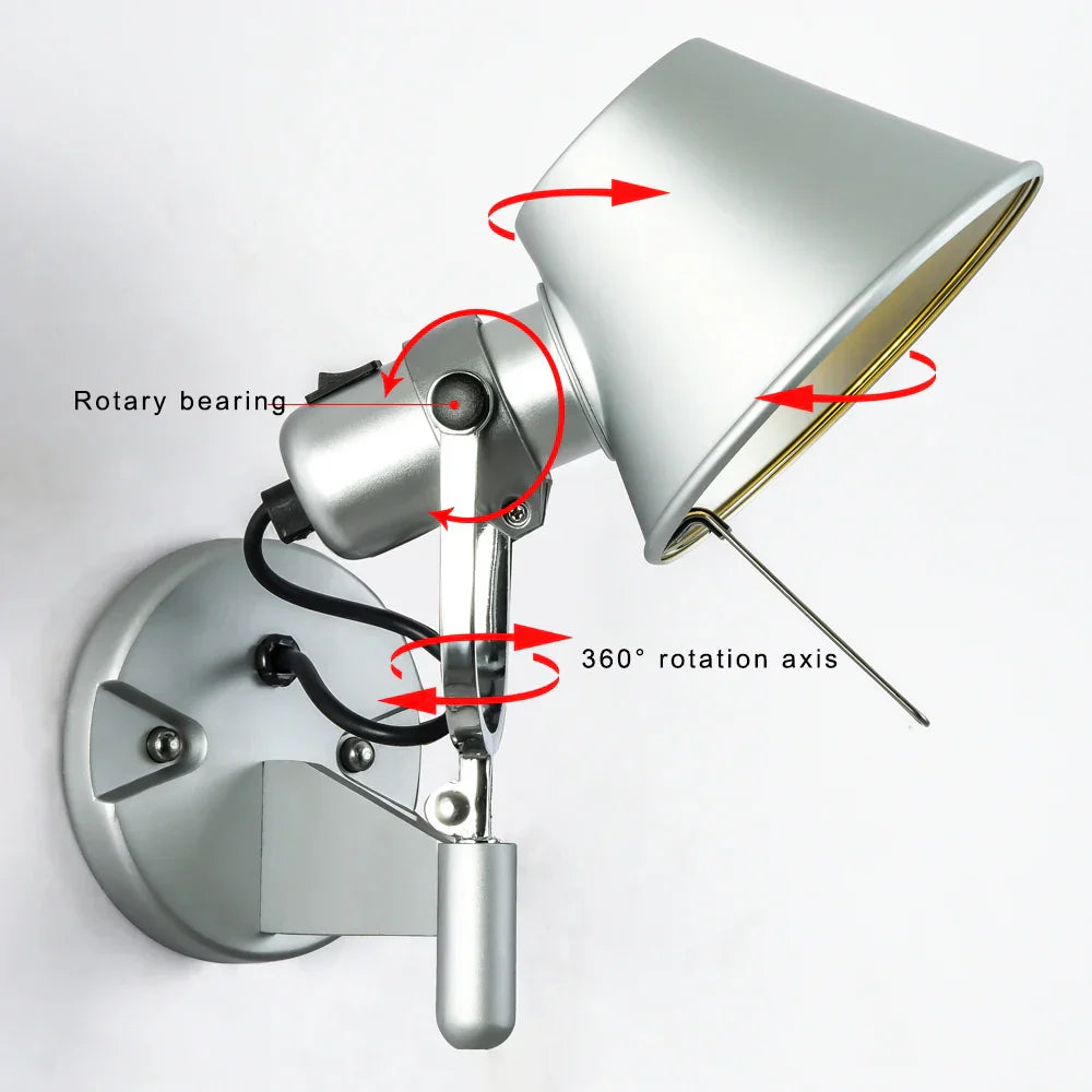Sleek LED Wall Light – Modern Bedroom Sconce, Adjustable Aluminum Fixture