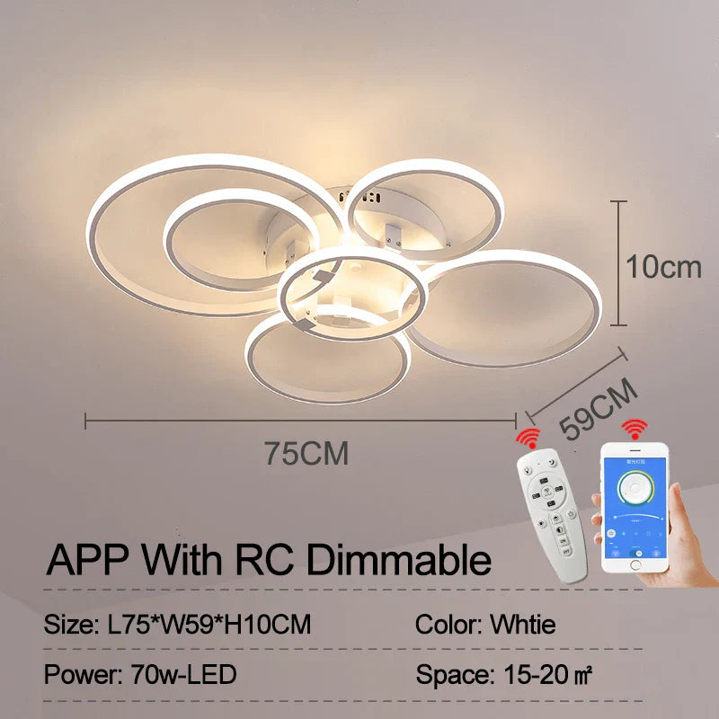 Smart LED Ceiling Lamp - Dimmable Remote Control