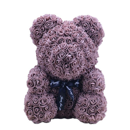 Lovely Fake Rose Bear Plush Toy