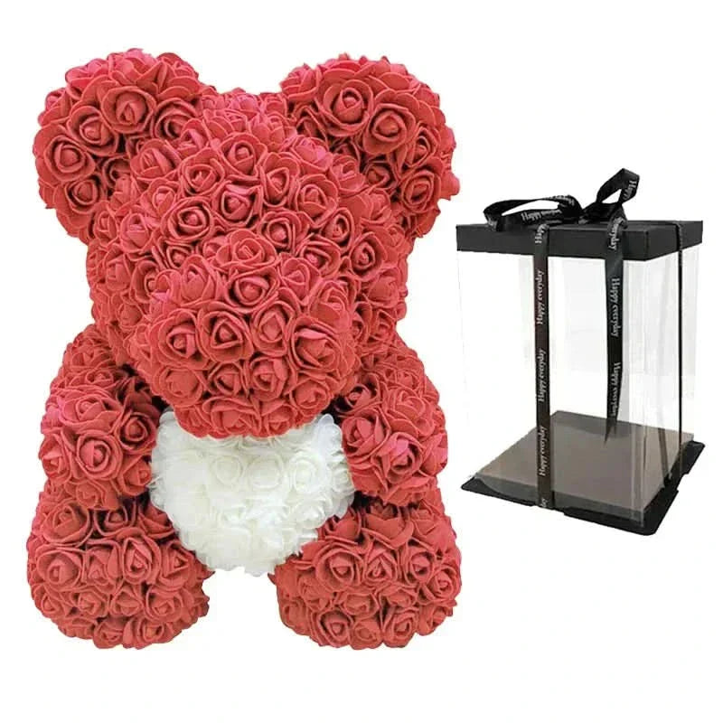 Cute Pink Bear with Soft Flower Details - 40cm