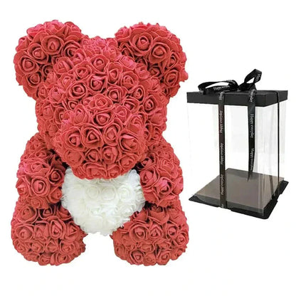 Cute Pink Bear with Soft Flower Details - 40cm