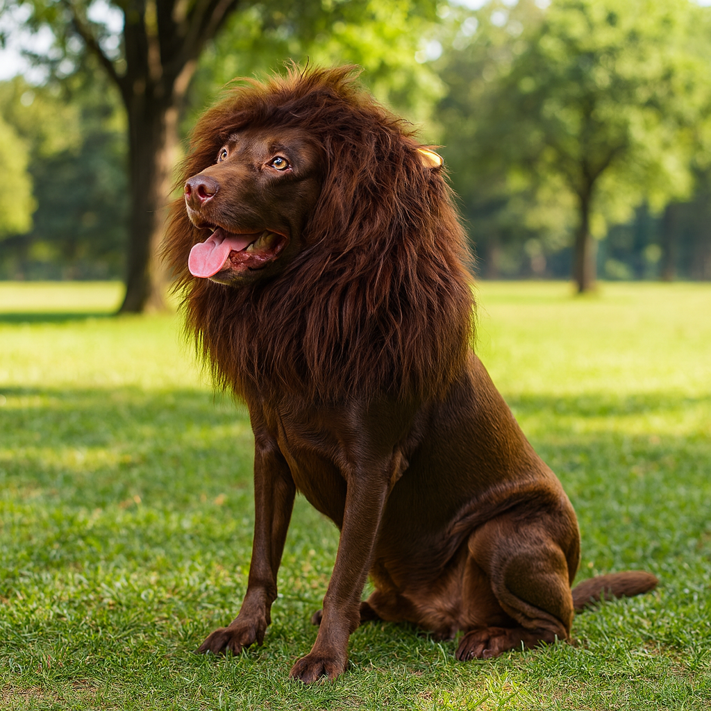 Spooky Lion Mane Dog Wig Costume