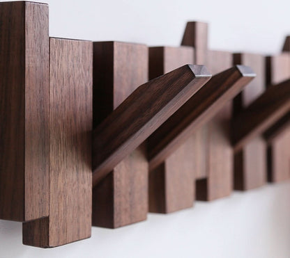 Rustic Wood Piano Hook Coat Rack