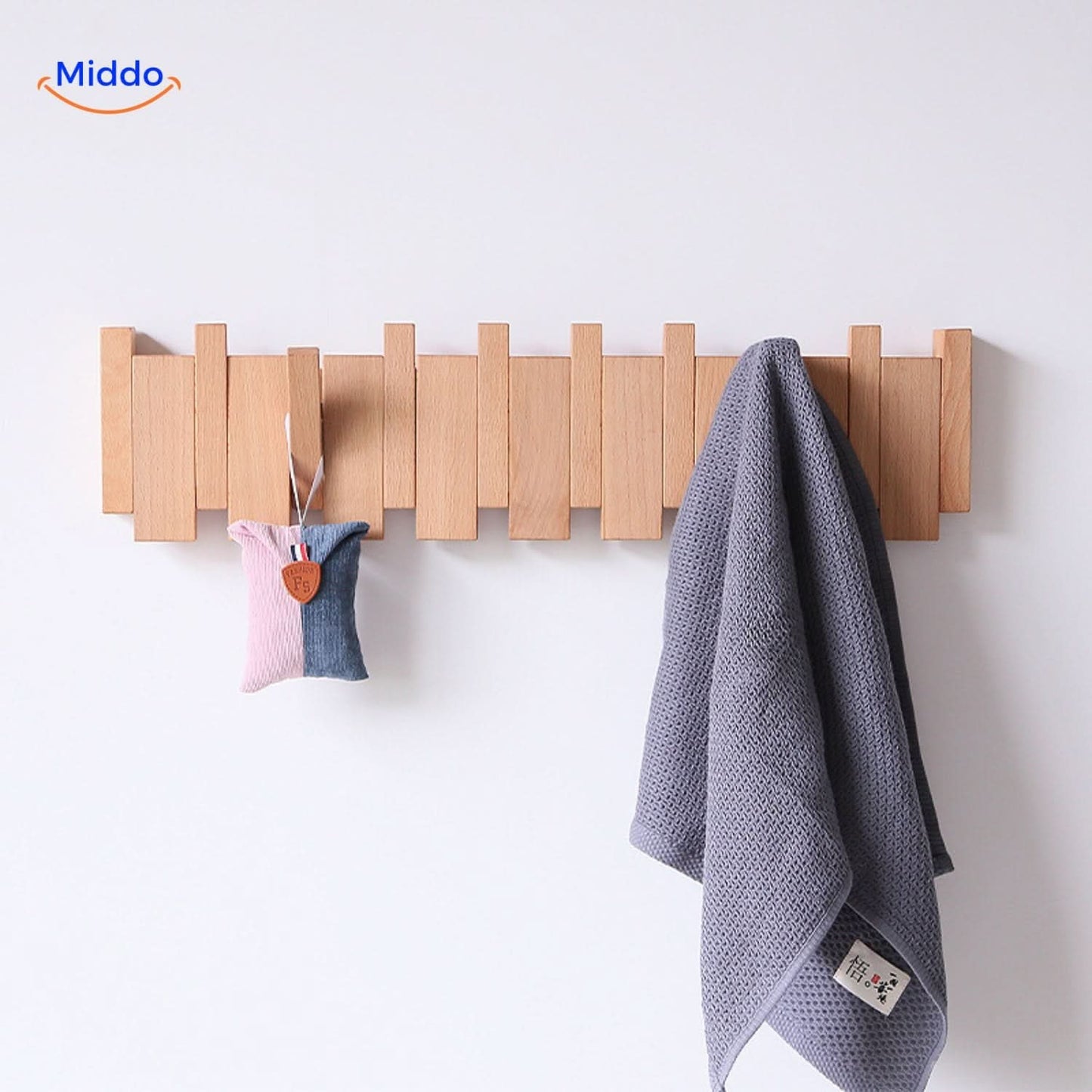 Rustic Wood Piano Hook Coat Rack