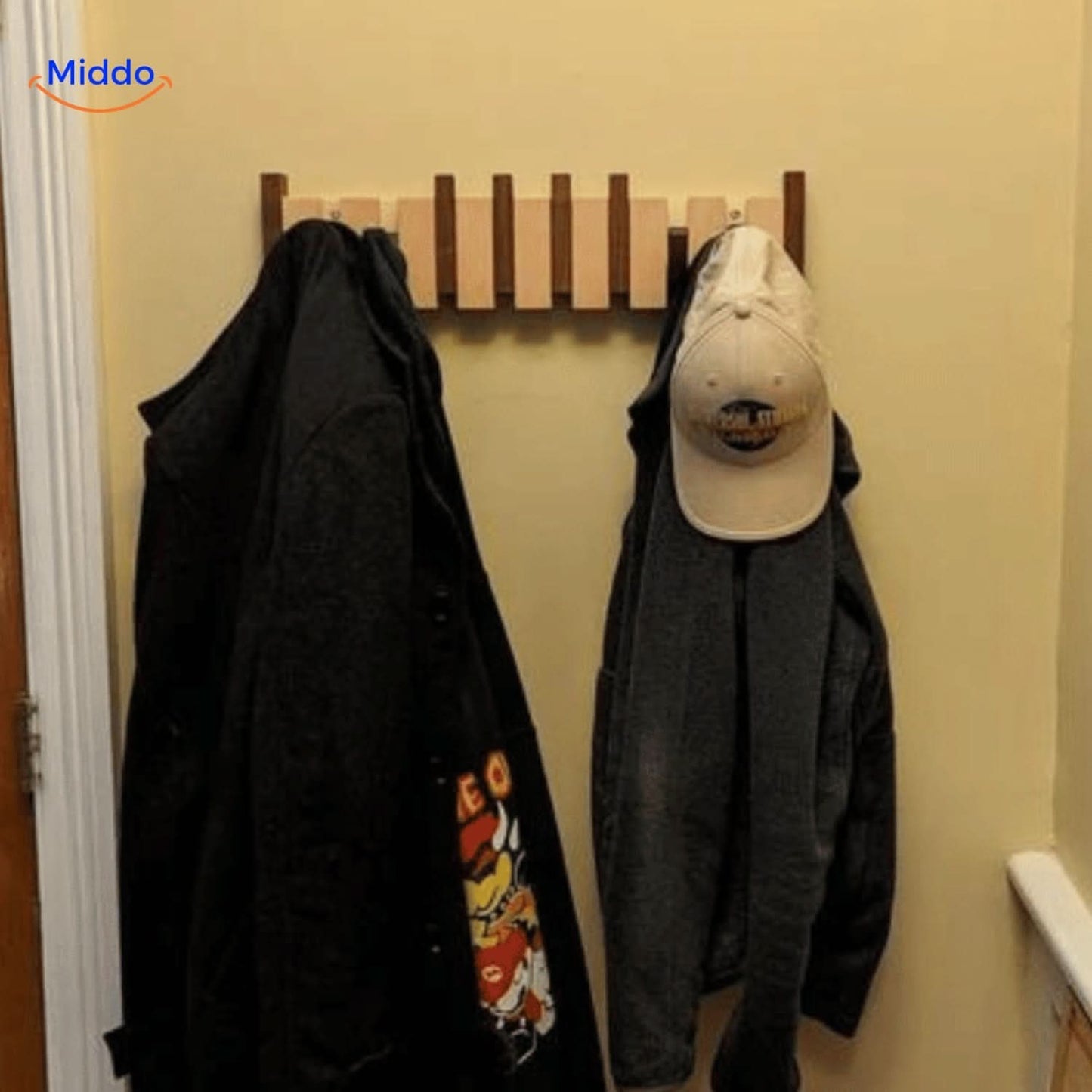 Rustic Wood Piano Hook Coat Rack