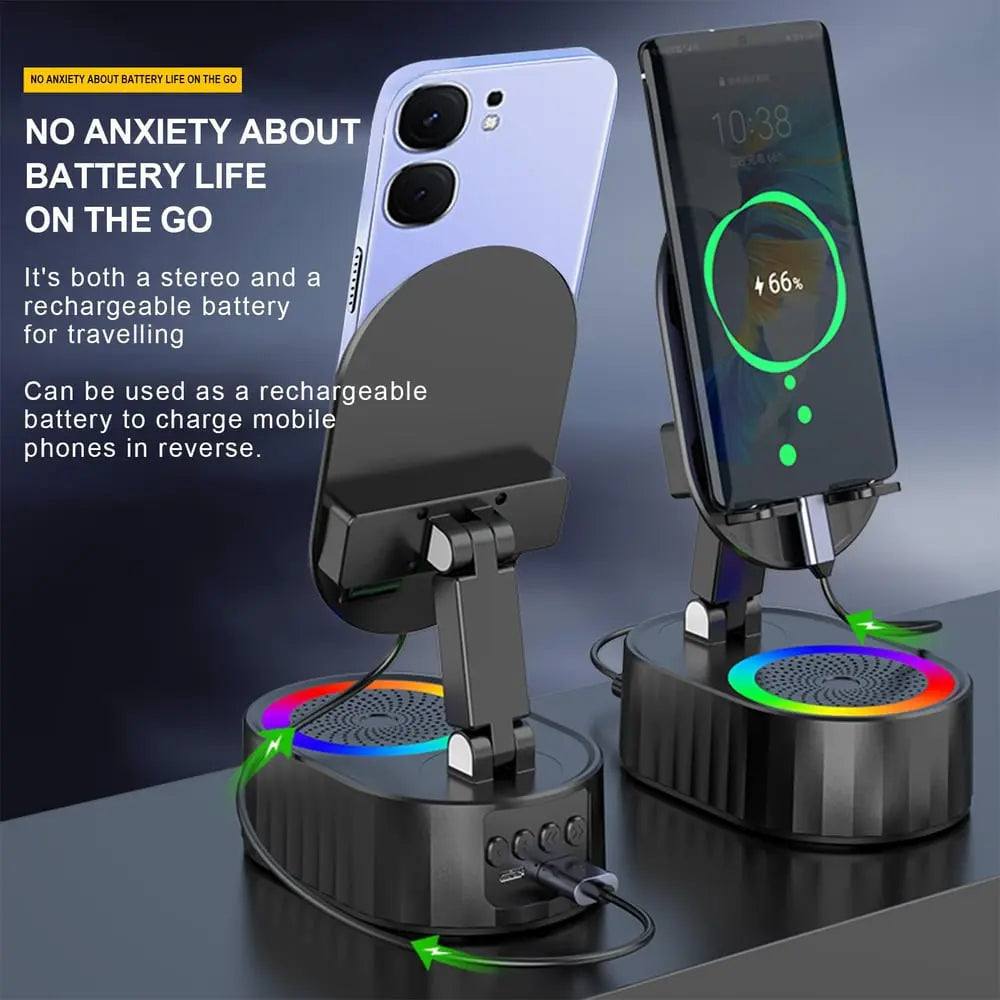 Portable Phone Stand with Wireless Speaker & Charger