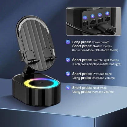 Portable Phone Stand with Wireless Speaker & Charger