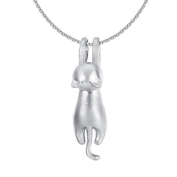 Delicate Silver Kitten Pendant Necklace