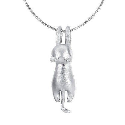 Delicate Silver Kitten Pendant Necklace