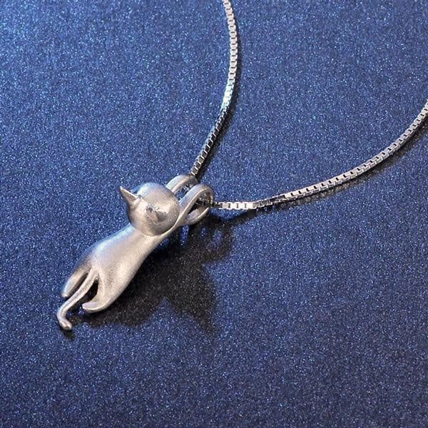 Delicate Silver Kitten Pendant Necklace