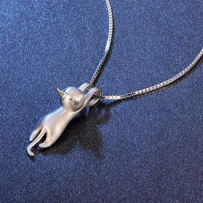 Delicate Silver Kitten Pendant Necklace