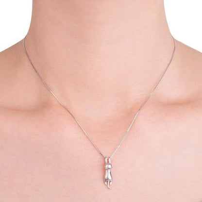 Delicate Silver Kitten Pendant Necklace