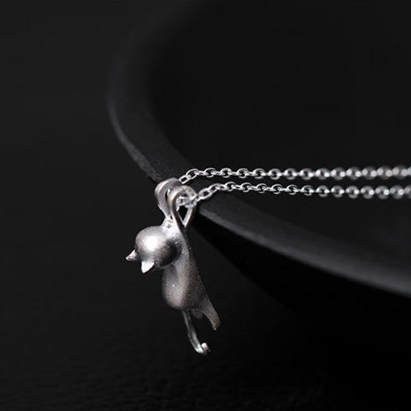 Delicate Silver Kitten Pendant Necklace