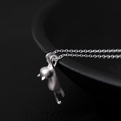 Delicate Silver Kitten Pendant Necklace