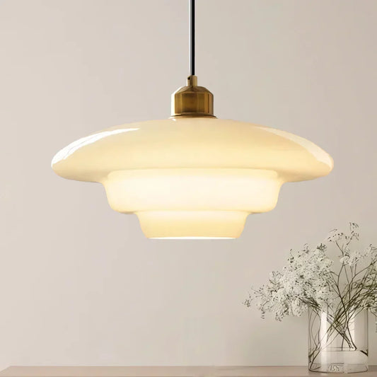 Stylish Glass Hanging Ceiling Lamp 12.6in Adjustable Pendant - Cofik