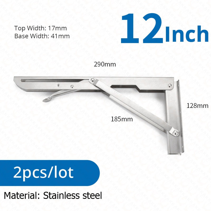Space-Saving Stainless Steel Folding Shelf Brackets