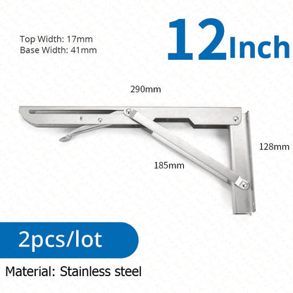 Space-Saving Stainless Steel Folding Shelf Brackets