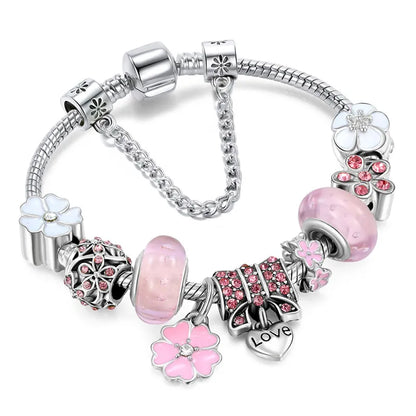 Beautiful Flower Charm Bracelet Gift
