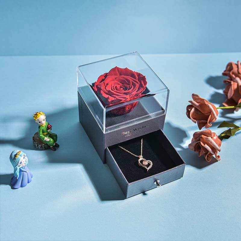 Beautiful Rose Pendant Necklace Gift Box - Cofik