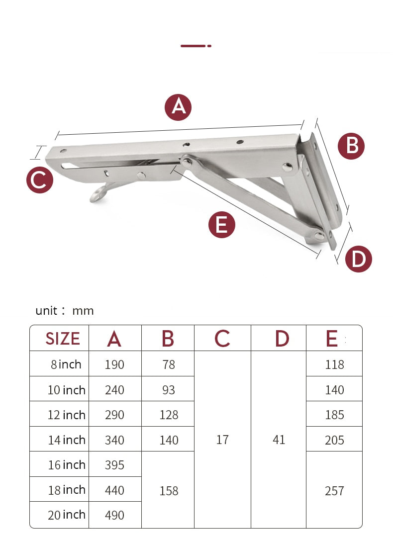 Space-Saving Stainless Steel Folding Shelf Brackets
