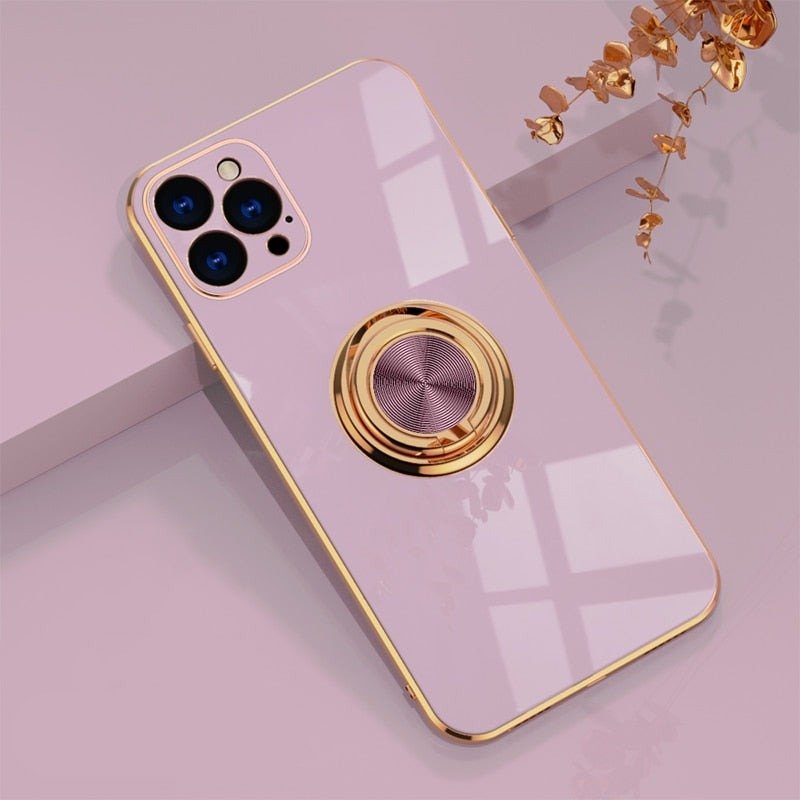 Premium iPhone Case with 360 Metal Kickstand Ring