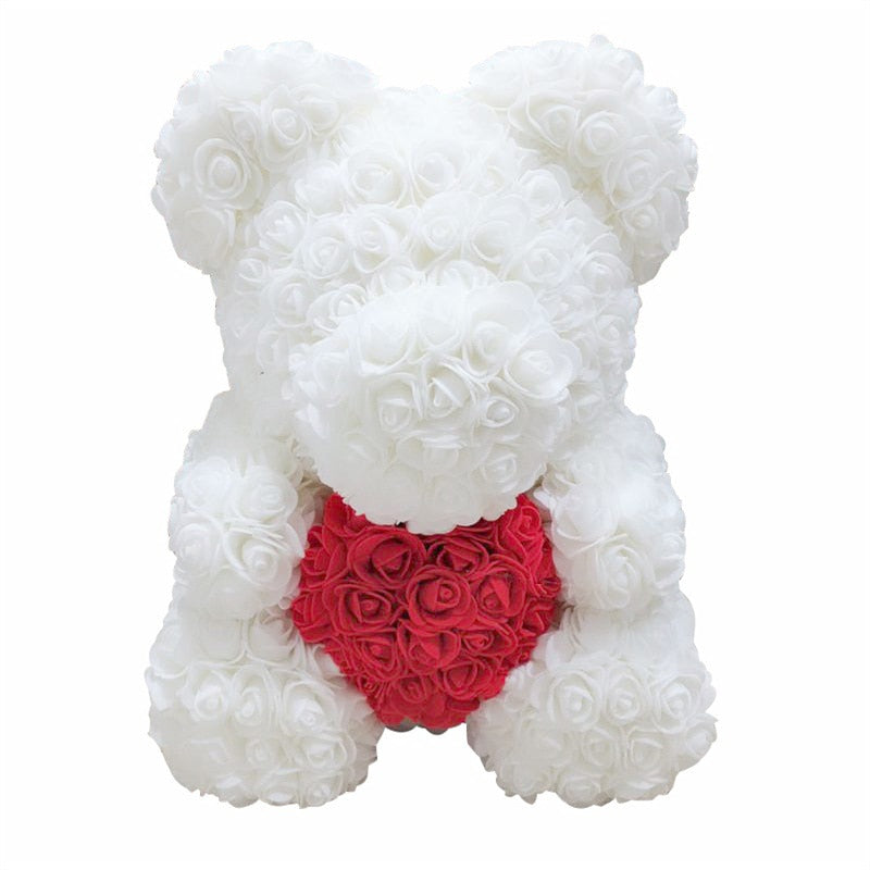 Lovely Fake Rose Bear Plush Toy