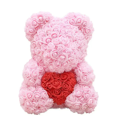 Cute Pink Bear with Soft Flower Details - 40cm
