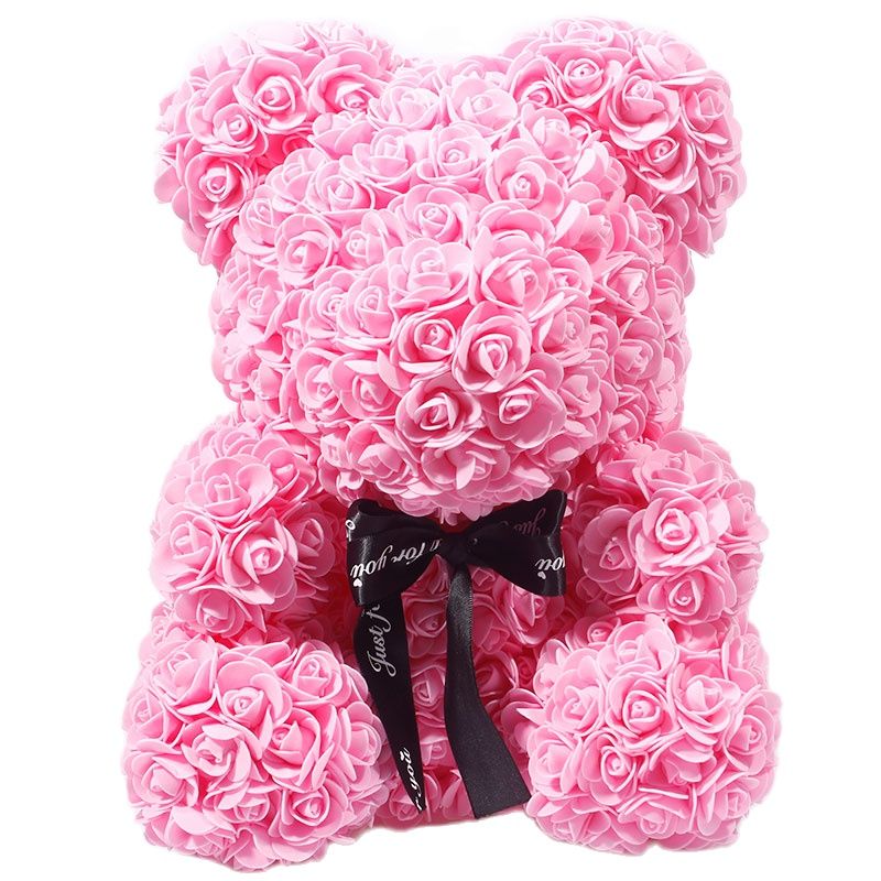 Lovely Fake Rose Bear Plush Toy