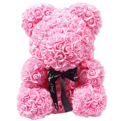 Lovely Fake Rose Bear Plush Toy