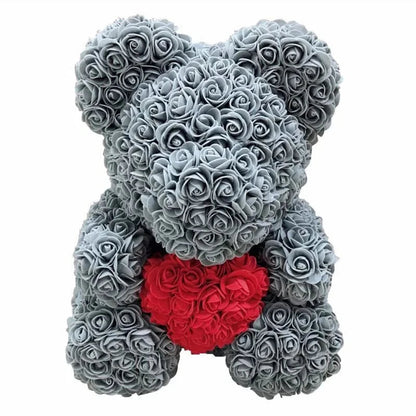 Cute Pink Bear with Soft Flower Details - 40cm