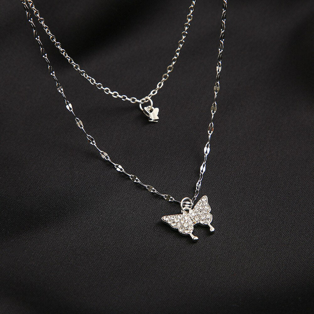 Delicate Feather Double Chain Necklace