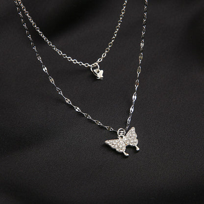 Delicate Feather Double Chain Necklace