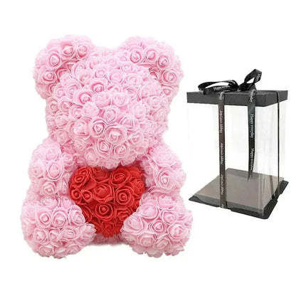 Cute Pink Bear with Soft Flower Details - 40cm
