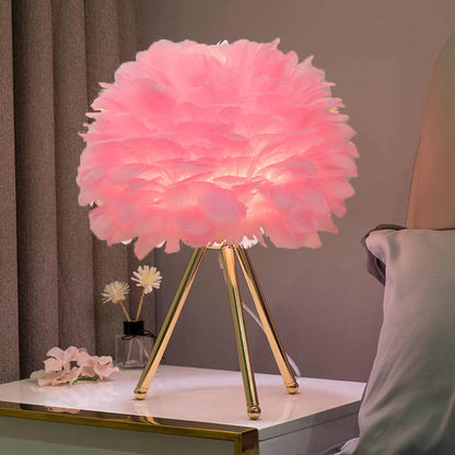 Stylish Dimmable Table Light with Feather Design