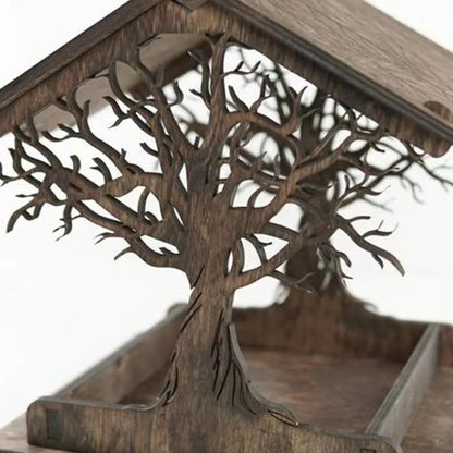 Natural Wooden Garden Bird Feeder