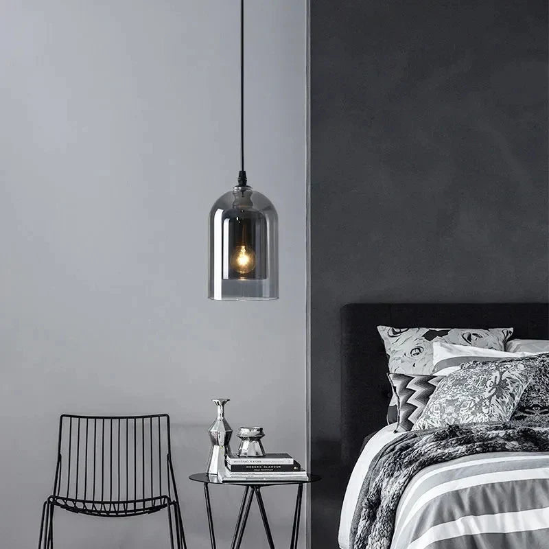 Simple Gray Glass Pendant Light