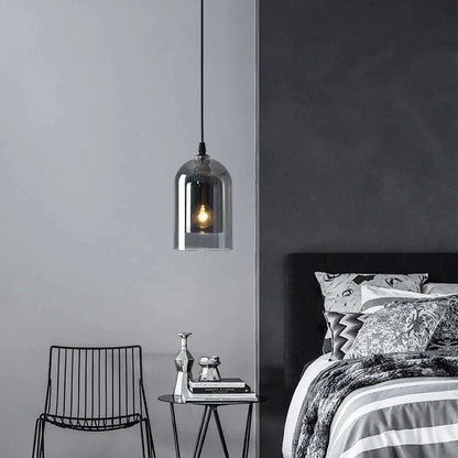 Simple Gray Glass Pendant Light