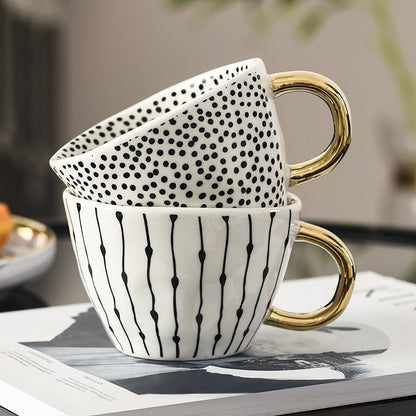 Unique Geometric Mug with Gold Accent Handle
