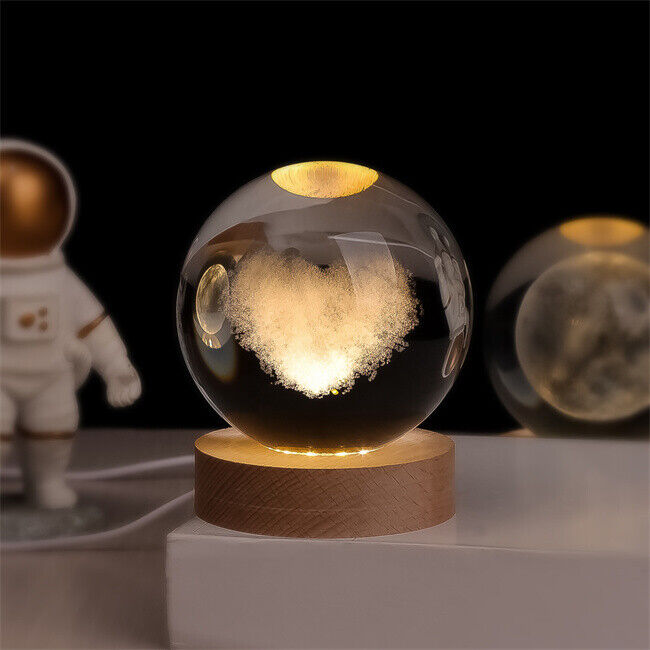 Colorful LED Glass Globe with Wood Stand