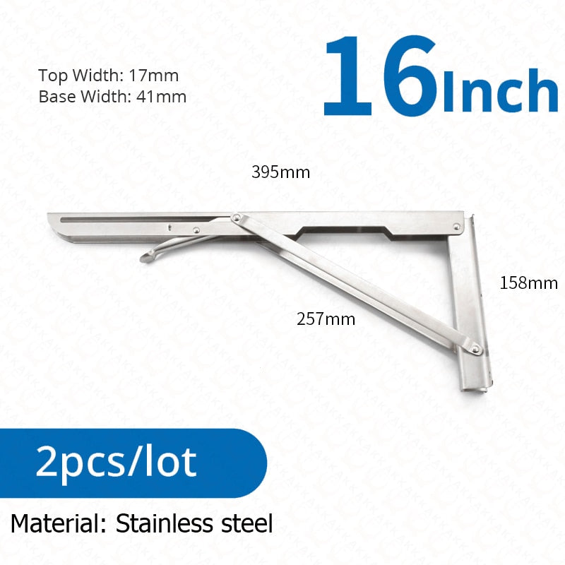Space-Saving Stainless Steel Folding Shelf Brackets