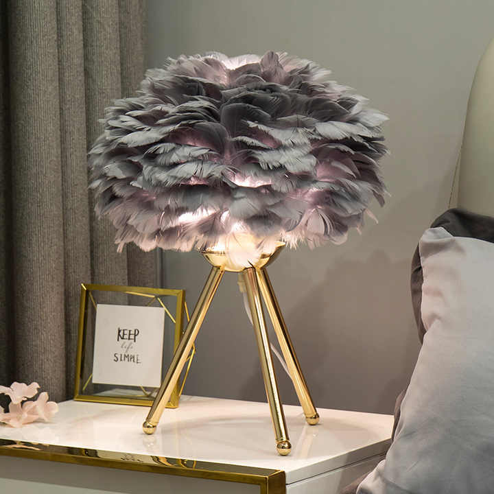 Stylish Dimmable Table Light with Feather Design