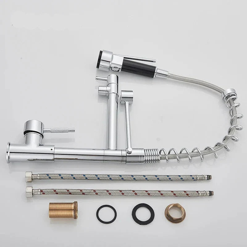 Flexible Double Spout Kitchen Faucet with Swivel