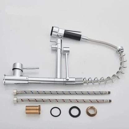 Flexible Double Spout Kitchen Faucet with Swivel