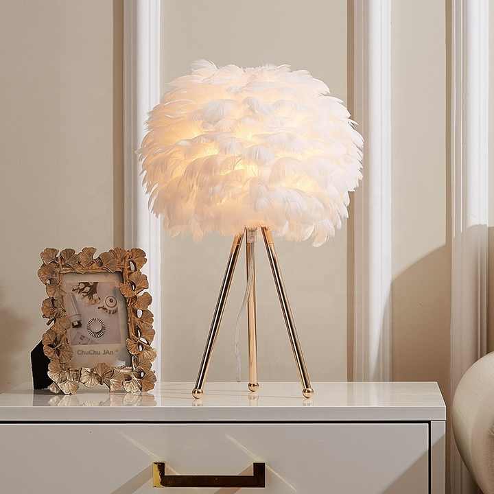 Stylish Dimmable Table Light with Feather Design