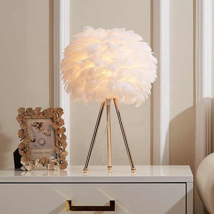 Stylish Dimmable Table Light with Feather Design