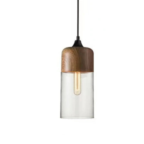 Unique Wooden Glass Hanging Lamp Adjustable